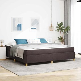 vidaXL Cama Box com colchão Marrom Escuro e Branco 200 x 200 cm tecido