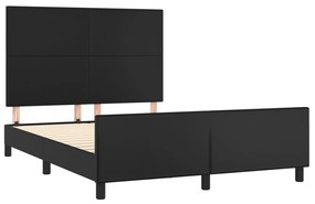 Estrutura cama c/ cabeceira 140x200 cm couro artificial preto