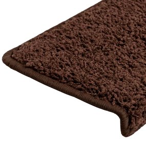 Tapetes de escadas 30 pcs 65x21x4 cm castanho