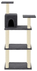 Árvore p/ gatos c/ postes arranhadores sisal 119cm cinza-escuro