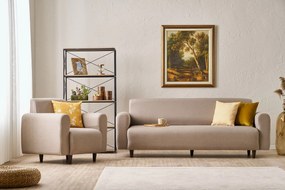 Conjunto de Sofás Noya – Creme – 3-Seat: 220x87x70 cm, 1-Seat: 95x87x7