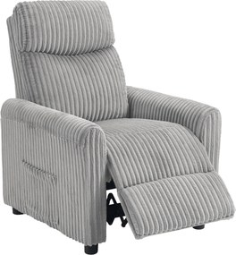 HOMCOM Poltrona Relax Reclinável Manual Estofada em Veludo com Apoio para Pés 73x86x100 cm Cinzento | Aosom Portugal