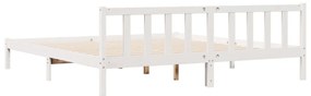 Cama extra longa sem colchão 200x220 cm pinho maciço branco