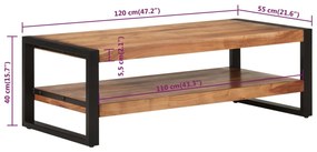 Mesa de centro 120x55x40 cm madeira de acácia maciça