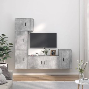 vidaXL Conjunto móveis de TV 5 pcs madeira processada cinzento cimento