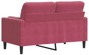 Sofá 2 lug. + almofadas decorativas 120cm veludo vermelho tinto