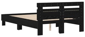 Estrutura de Cama Sólida Carvalho Preto Madeira Sólida 120 x 200 cm