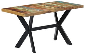 Mesa de jantar 140x70x75 cm madeira recuperada maciça