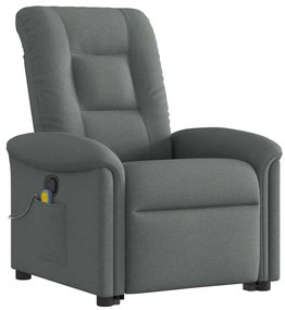 Poltrona elevatória de massagens tecido cinzento-escuro