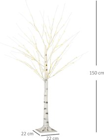 Árvore de Bétula Altura 150cm com 96 Luzes LED IP44 Branco Quente Ramo