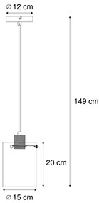 Candeeiro suspenso de design bronze com vidro transparente - Domo Moderno
