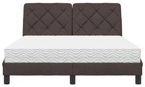 Cama com colchão 120x200 cm tecido castanho-escuro