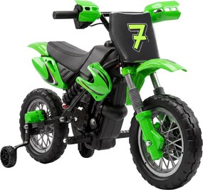 AIYAPLAY Mota Elétrica para Crianças 12V com 2 Rodas Auxiliares Amovíveis, 2 Motores, Suspensão Traseira, Música, 3 km/h, Verde | Aosom Portugal
