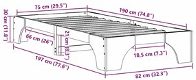 Cama Branca 75x190 cm de Madeira de Pinheiro da