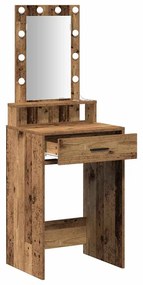 Mesa de Maquiagem vidaXL com Luzes de LED Madeira Antiga 50x41x140 cm