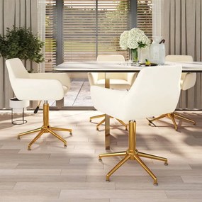 vidaXL Cadeiras de jantar giratórias 4 pcs veludo cor creme