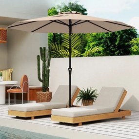 Guarda-sol com diâmetro de 303 cm, guarda-sol inclinável para exteriores, cor castanho