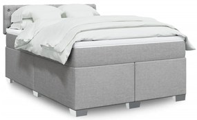 vidaXL Cama com molas/colchão 140x200 cm tecido cinzento-claro