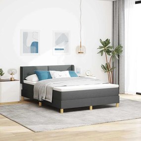 vidaXL Cama Box com colchão Cinza Escuro 190 x 140 cm Poliéster