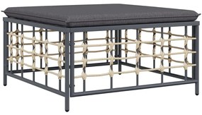 10pcs conjunto lounge de jardim c/ almofadões vime PE antracite
