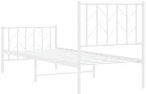 Estrutura de cama com cabeceira e pés 75x190 cm metal branco