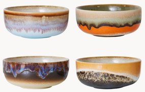 Taças de molhos com vidrado reativo artesanal 70's, conjunto de 4