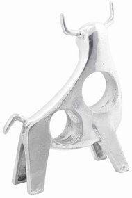 Escultura de touro vidaXL Prateada 22x9,5x34 cm Alumínio