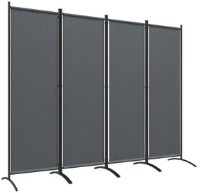 Outsunny Biombo Separador de Ambientes de 4 Painéis Biombo Dobrável 221x172 cm com Pés Largos para Terraço Pátio Jardim Cinza Escuro | Aosom Portugal