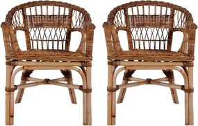 vidaXL Cadeiras de jantar para exterior 2 pcs vime genuíno castanho