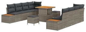 Conjunto de Sofá de Jardim vidaXL de 11 Peças com Almofadas Cinza em P