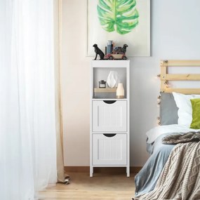 Armário de Casa de Banho com 2 gavetas removíveis, prateleira lateral estreita, móveis para sala de estar, quarto, 30 x 30 x 90 cm, branco