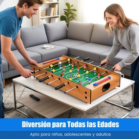 Mesa Multijogos 2 em 1 Mesa de matraquilhos de Mesa e Air Hockey com 18 Jogadores para Crianças 69 x 36 x 10 cm Natural