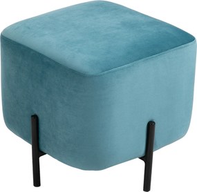 HOMCOM Pufe Apoio para Pés Acolchoado Poliéster Aço Espuma Turquesa 44,5 x 44,5 x 41,5 cm | Aosom Portugal