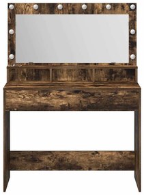 Mesa de Maquiagem vidaXL com Luzes LED em Carvalho Fumado 100x41x135 c