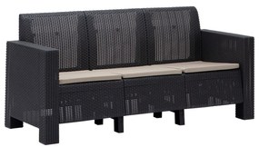 Conjunto Lounge de Jardim “Aksu” — Sofá, Poltronas e Mesa de Centro —