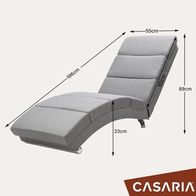 Poltrona London 186x55x89cm com função de massagem e aquecimento tecido cinzento