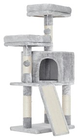 Árvore para gatos FEANDREA, Condomínio para gatos 115 cm, Rampa para arranhar, Cinza claro PCT141W01