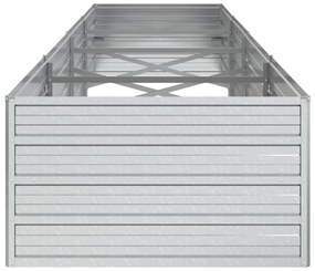 Canteiro elevado de jardim 320x80x45cm aço galvanizado prateado