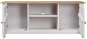 Móvel de TV 120x40x50 cm madeira de pinho maciça Panama branco