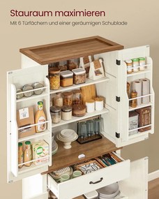 Armário alto de cozinha em estilo rústico 40 x 80 x 178,6 cm branco vintage + castanho