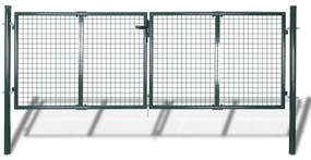vidaXL Portão de cerca 306x150 cm aço verde