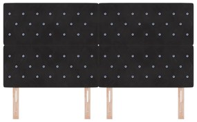 Cabeceira Botão de Cristal Tufted Preta 180 cm Veludo