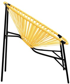 Cadeira de jardim em forma de ovo vime PE preto e amarelo