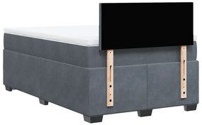Cama boxspring com colchão 120x200 cm veludo cinzento-escuro