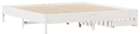 Cama sem colchão 200x200 cm madeira de pinho maciça branco