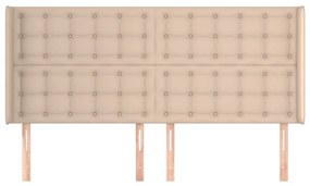 Cabeceira cama c/ abas couro artif. 203x16x118/128cm cappuccino