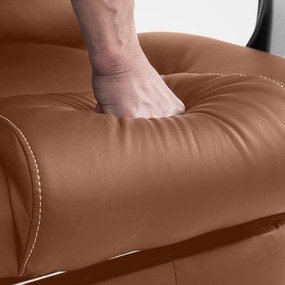 Cadeira de escritório Pacific com função de massagem em couro sintético castanho claro