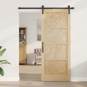 Porta Deslizante vidaXL com Acessórios 86x211 cm Madeira Sólida de Pin