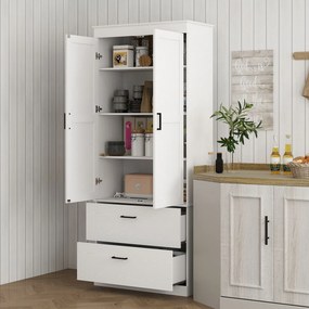 Armário de Cozinha, 75 x 39 x 178 cm, Prateleiras Reguláveis, Creme