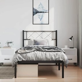 Estrutura de cama com cabeceira 100x190 cm metal preto